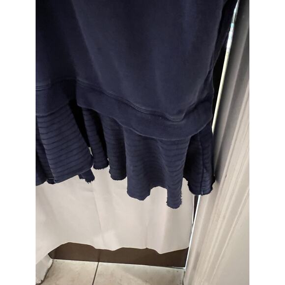 Free People Navy Blue Zander Mini Dress Oversized Layered French Terry Sz L - Picture 4 of 9